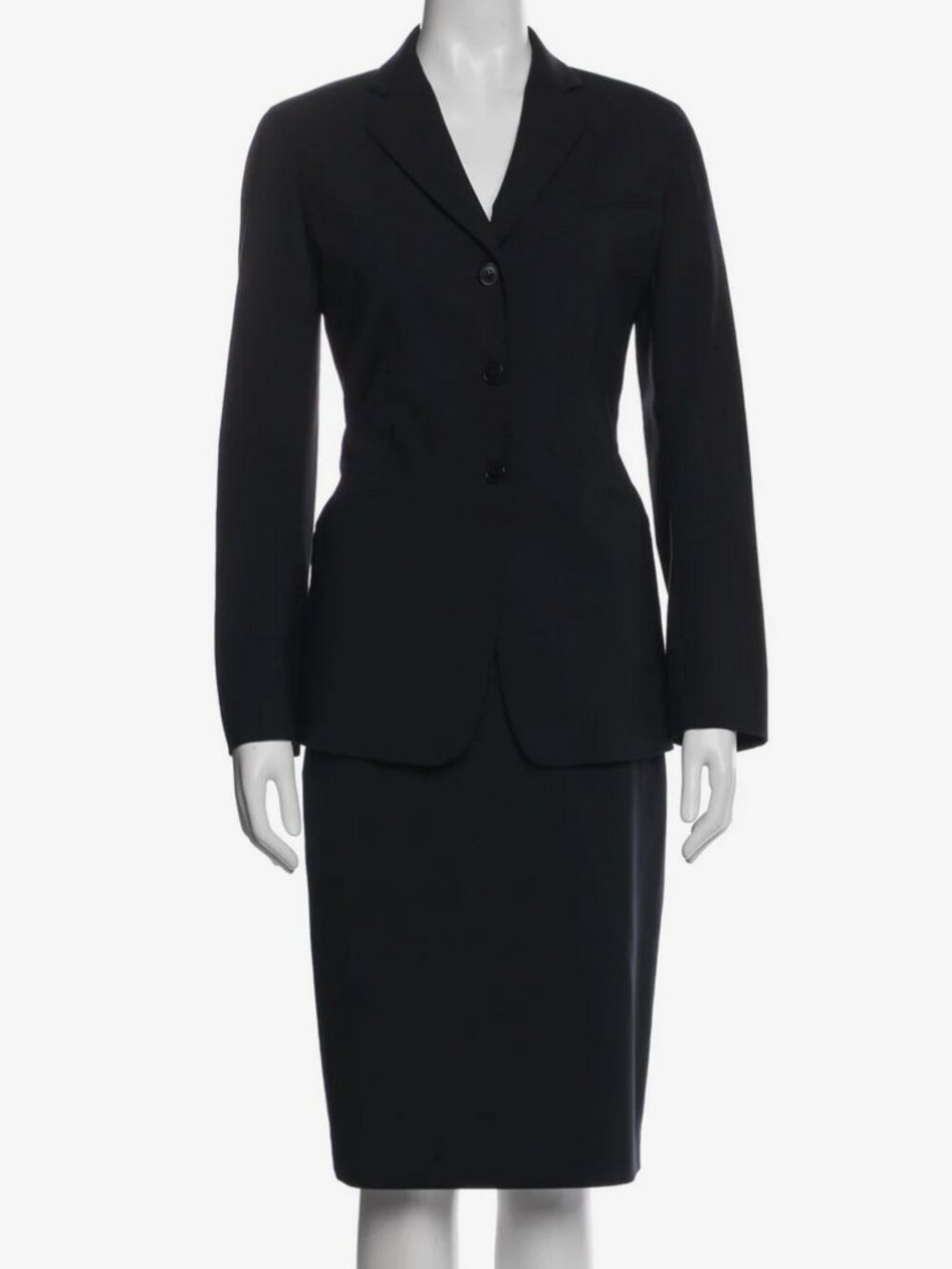Vintage Giorgio Armani Two Piece Navy Wool Skirt Suit - Small / US 4